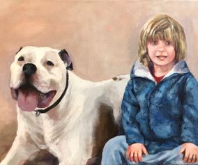 Portrait of a Boy and Their Dog
